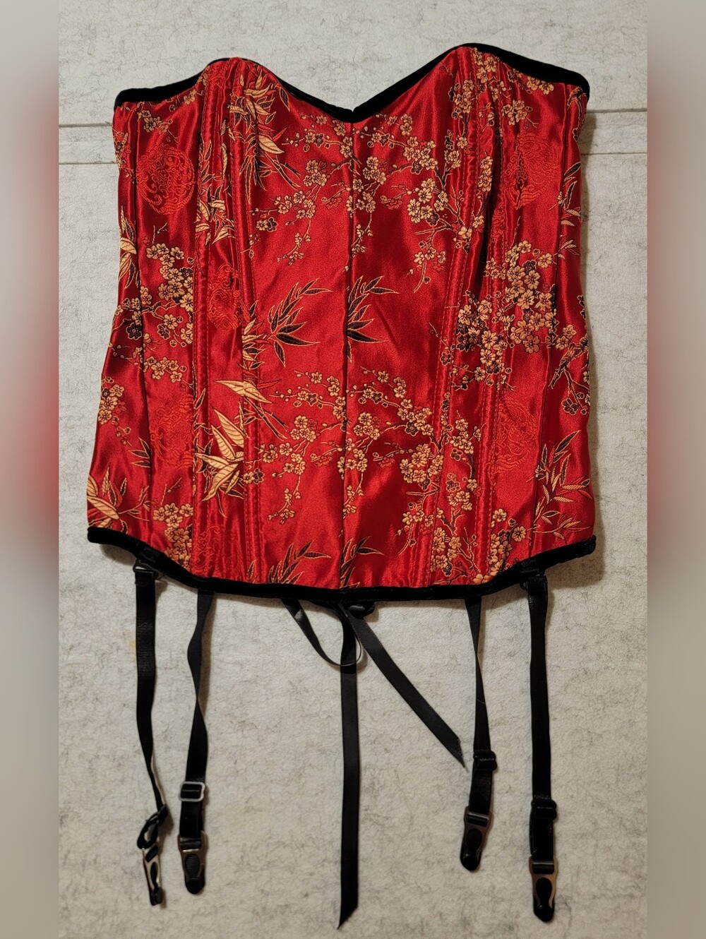 Vintage Frederick's of Hollywood Red Brocade Corset Top Medium Y2K Lingerie